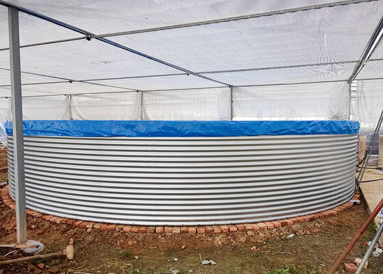 Buy Commercial RAS Galvanized Steel Canvas Fish Tank | Indoor Industrialized Aquaculture Farming Pond with PVC Tarpaulin Liner online manufacture